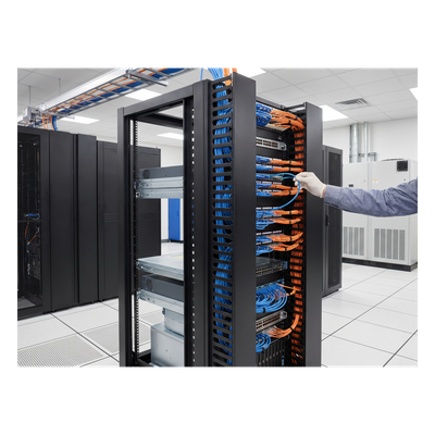 Organizador Vertical CableTek, Sencillo (Solo Frontal), Para Rack Abierto de 45 Unidades, 6 in de Ancho, Color Negro - Imagen 3