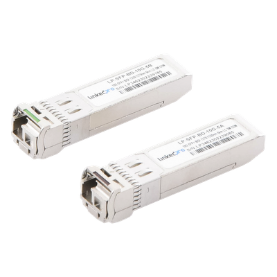 Transceptores Ópticos Bidireccionales SFP+ (Mini-Gbic) / Monomodo 1270 & 1330 nm / 10 Gbps / 10GBASE-BX / Conector LC/UPC Simplex / DDM / Hasta 5 km / 2 Piezas 