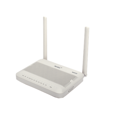 ONU GPON WiFi 6, (2.4/5 GHz), 2 Antenas de 5 dBi, Compatible con OLT de Terceros, 4 puertos Gigabit + 1 POTS + 2 USB, conector SC/UPC