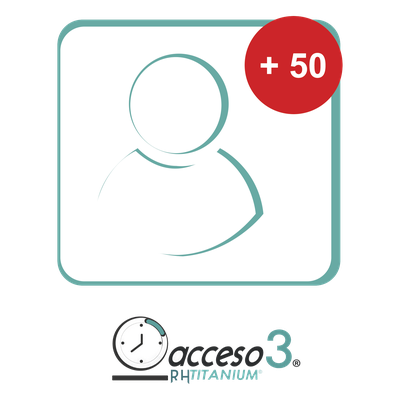 [BAJO PEDIDO] Expansión de 50 Empleados adicionales para Software Acceso3 - TITANIUM / Compatible con NOMINA