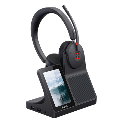 Auriculares estéreo Yealink WH68 para estaciones de trabajo edición MS/ Pantalla táctil de 4" Base DECT y auriculares con Bluetooth integrado/ Cancelación activa de ruido/ Triple conexión/ Hub USB