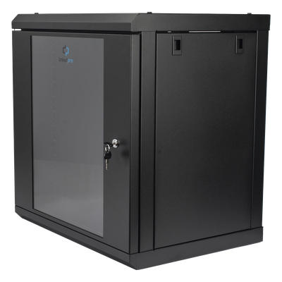 Gabinete de Pared de 12U con Puerta de Cristal Templado, 455 mm de Profundidad, Rack de 19'', Acero Reforzado Color Negro. - Imagen 3