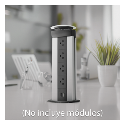Teleblock Simon K45 para Voz, Datos, Multimedia o Contactos Eléctricos / Capacidad para 5 Módulos K45 / Apertura Automática con Tapa Abatible / Instalación en Mobiliario de Oficina o Comercial / (KTLE205CY) - Imagen 5