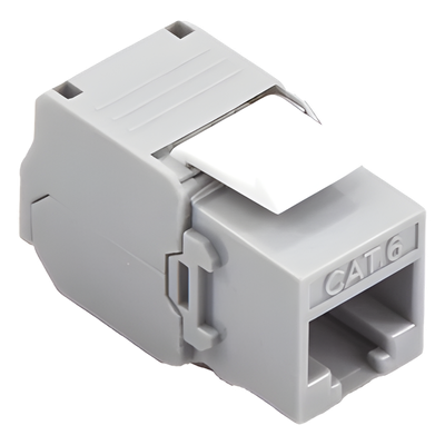 Módulo Jack Keystone Cat6 (Toolless), con Terminación en Ángulo 180 Grados Color Gris, Compatible con Faceplate y Patchpanel Linkedpro