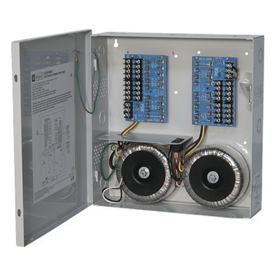 Fuente de poder ALTRONIX de 24 @ 25 Amper o 28 VCA @ 20 Amper, para 16 cámaras / Voltaje de entrada en 115 Vca / Con capacidad de baterías de respaldo / Requieren baterías 