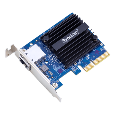 Adaptador de Ethernet E10G18-T1 | 10 Gbps | Compatible con PCIe 3.0 y 2.0 | Autonegociación 4 u 8 Canales | Perfil Bajo y Altura Completa | Compatibilidad con Synology DSM 6.1.7 o Posterior | Certificaciones FCC, CE, BSMI | Garantía de 5 A&a