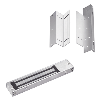 Kit para control de acceso incluye Chapa magnética de 600Lbs / Montajes L y Z 