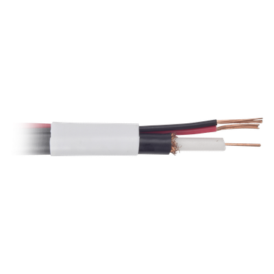 Bobina de cable coaxial RG59 de 150 m con 95% de cobre y 2 conductores calibre 18 para alimentación, para Aplicaciones de CCTV Color Blanco