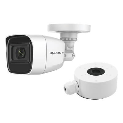 KIT DE CÁMARA + MONTAJE / Cámara Bala TURBOHD 2 Megapixel (1080p) / Gran Angular 106° / Lente 2.8 mm / 25 mts IR EXIR / Exterior IP66 / 4 Tecnologías / dWDR