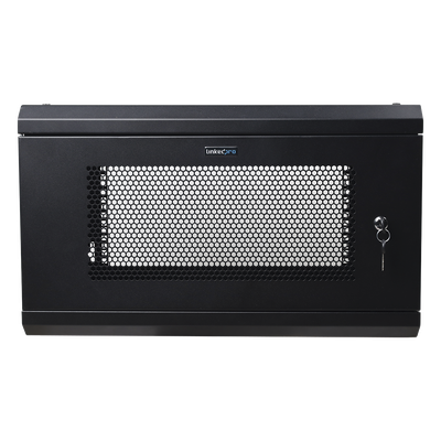 Gabinete de Pared de 6U con Puerta Perforada, 455 mm de Profundidad Total, Rack de 19'', Acero Reforzado Color Negro