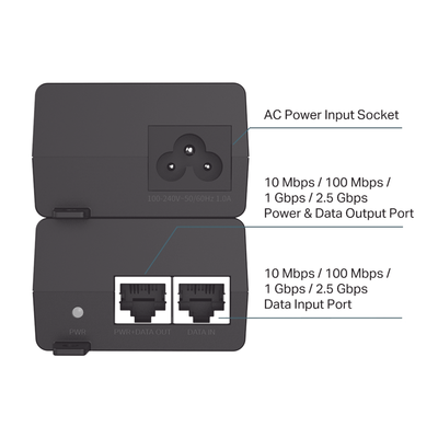 Inyector PoE+ (30W) / Gigabit 802.3 af/at / 2 puertos 10/100/1000 Mbps / Plug and Play / Fuente alimientación Integrada - Imagen 4