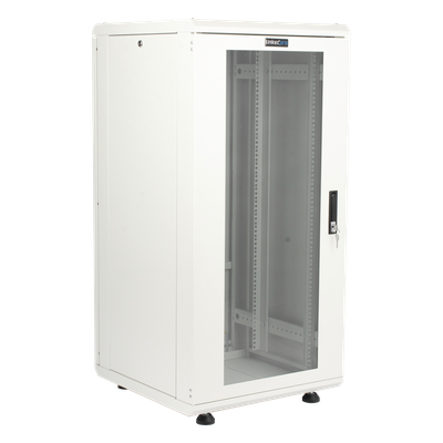 Gabinete Rack 24 Unidades / 19 Pulgadas / Puerta de Cristal / Piso / Acero Calibres 16-18-20 / 750 Kg Carga / 600x605x1190 mm (23.6x23.8x46.9 in) / Vidrio con Cerradura, Niveladores Incluidos - Imagen 6