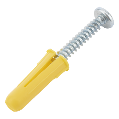 Paquete de 20 taquetes amarillo  1" y 20 tornillos 8mm x 1"