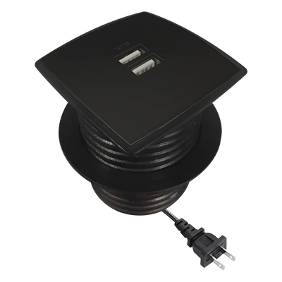 Caja Cuadrada Multy USB con 2 Puertos USB y Cable de Corriente Color Negro
