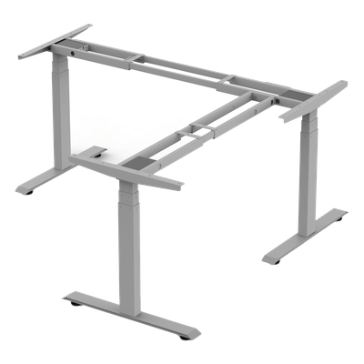Base de Escritorio Motorizado Profesional Tipo L (3 Columnas) / Altura Ajustable 60-125cm / Estructura Estable / Funcionamiento Suave / 4 Preset de Posiciones / Color Gris / Soporta hasta 150Kg de carga 