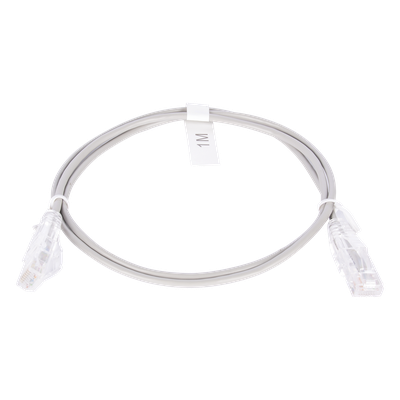 Cable de Parcheo Slim UTP Cat6 - 1 Metro (3.28 Pies), Gris, Diámetro Reducido (28 AWG)