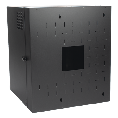 Gabinete de Montaje en Pared / 18U / 737 mm (29 in) Ancho / 762 mm (30 in) Profundidad / Paneles Laterales Ventilados / Puerta Sólida Frontal / Placa Trasera Abatible con Knockouts / Cerradura con Llave / Negro - Imagen 4