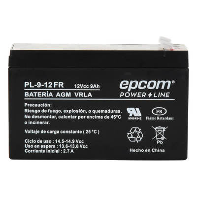 Batería 12 Vcc / 9 Ah / UL / Tecnología AGM-VRLA / Retardante a la flama / Para uso en equipo electrónico Alarmas de intrusión / Incendio/ Control de acceso / Video Vigilancia / Terminales tipo F1 / Cargador recomendado CHR-80. - Imagen 5