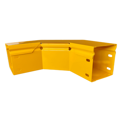 CHFIBER Curva Horizontal de 90° de Aluminio para Fibra Óptica, 4" de Peralte, 4" de Ancho y Radio de 8", con Pintura Epóxica Amarilla, Incluye Tapa, un Par de Coples y Tornillería