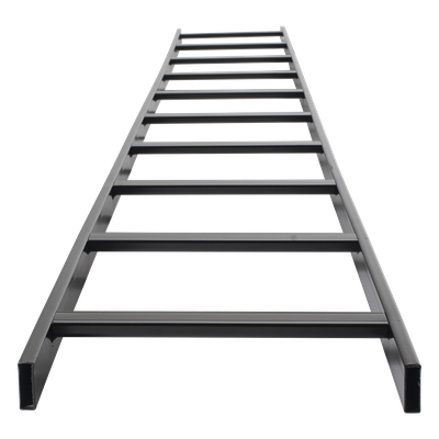 Escalera Tubular de 1.5" de Peralte y 12" de Ancho y 3.05 Metros de Largo, Pintura Epóxica Color Negro, Ideal Para Utilizarse en Centros de Datos o Cuartos de Telecomunicacionesl, incluye Coples y Tornillería