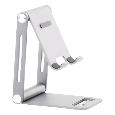 Soporte para Teléfono Celular de Aluminio | Angulo Ajustable | Amplia Compatibilidad con dispositivos de 4.7'' a 7.9'' | Antideslizante | Antiarañazos | Plegable | Color Gris. - Imagen 5