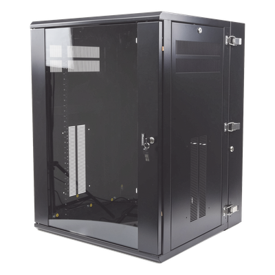 Gabinete PanZone de Montaje en Pared, de 19in, Puerta con Ventana de Seguridad, 18 UR, 635mm de Profundidad, Color Negro - Imagen 4