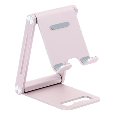 Soporte para Teléfono Celular de Aluminio / Angulo Ajustable / Amplia Compatibilidad con dispositivos de 4.7'' a 7.9'' / Antideslizante / Antiarañazos / Plegable / Color Rosa - Imagen 6