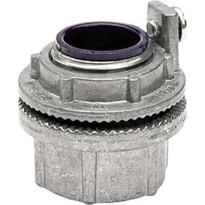 Conector Meyers de Aluminio de 1" con tornillo de puesta a tierra, disponible para Áreas Peligrosas Clase 1 División 2 de acuerdo con NEC 501.10.