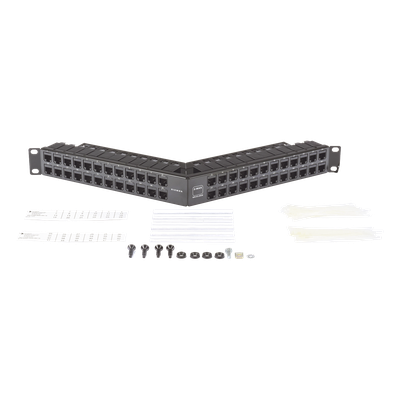 Patch Panel / 48 Puertos / Blindado / Modular / Angulado / 1UR / Alta Densidad - Imagen 7