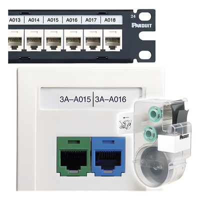 Casete de 125 Etiquetas Adhesivas, para Patch Panel, Face Plate o Cajas Superficiales, Para Identificación 4 Puertos, Color Blanco