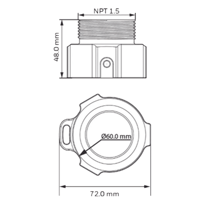 Adaptador con rosca NPT 1.5 pulgadas para instalación de domos PTZ IP en pared, poste o esquina - Imagen 3