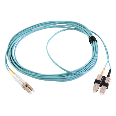 Jumper de Fibra Óptica Multimodo 50/125 XGLO OM3, LC-SC Duplex, OFNR, Color Aqua, 2 Metros (6.56 Pies)