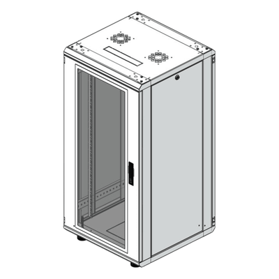 Gabinete Rack 24 Unidades / 19 Pulgadas / Puerta de Cristal / Piso / Acero Calibres 16-18-20 / 750 Kg Carga / 600x605x1190 mm (23.6x23.8x46.9 in) / Vidrio con Cerradura, Niveladores Incluidos - Imagen 3