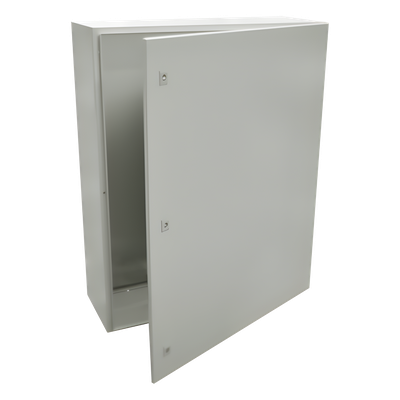 Gabinete de Acero IP66 Uso en Intemperie (800 x 1000 x 300 mm) con Placa Trasera Interior Metálica y Compuerta Inferior Atornillable (Incluye Chapas y Llaves T).