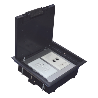 Caja de Piso para Dos Módulos Universales (Socket M2), para Alimentación Eléctrica y Redes de Datos (11000-33401) No Incluye Faceplates