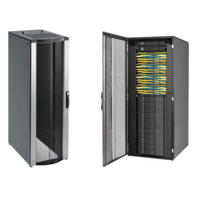Gabinete Rack ProLine ConnecTek 42 UR 2000 x 800 x 1200 mm con Capacidad 1134 kg  Acero, Color Negro Con Organizadores Laterales Frontal y Traseros Incluidos 