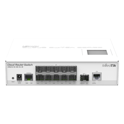 (CRS212-1G-10S-1S+IN) Cloud Router Switch Capa 3, 10 Puertos SFP, 1 SFP+ (Escritorio)