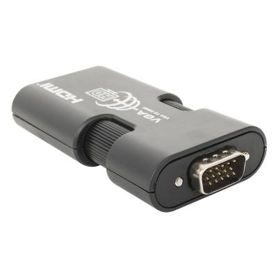 MINI Adaptador de VGA a HDMI /  Resolución 1920x1080 @ 60Hz / Jack de audio de 3.5mm / Soporta alimentacion  por Micro USB