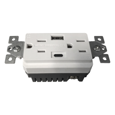 Contacto Dúplex con puertos USB Tipo A y C, 15 A, 100 - 240 V, USB 5 V, Incluye la Placa. - Imagen 4
