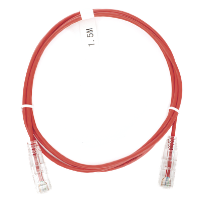 Cable de Parcheo Slim UTP Cat6 - 1.5 Metros (4.92 Pies) Rojo Diámetro Reducido (28 AWG)