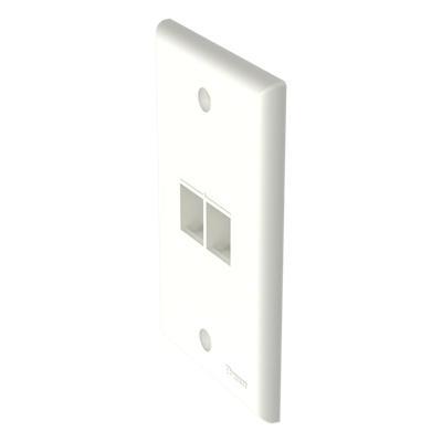 Placa de Pared Vertical, Salida Para 2 Puertos Keystone, Color Blanco Mate - Imagen 3