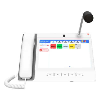 Teléfono IP Color Blanco Android 9.0 Empresarial para voceo 20 líneas SIP, pantalla táctil, Wi-Fi y Bluetooth, PoE, Voceo/ Musica por Multicast, puertos Gigabit, Sofware de Enfermeria - Imagen 3