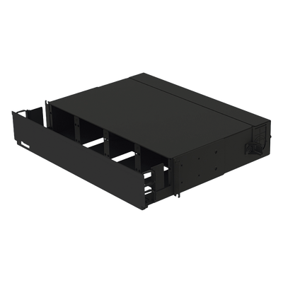 Panel de Distribución de Fibra Óptica, Acepta 8 Placas FAP o FMP, Bandeja Deslizable, Hasta 192 Fibras, Color Negro, 2 UR - Imagen 3