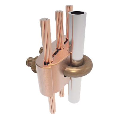 Conector Mecánico para 3 Cables para Calibre 2/0 AWG - 250 KCMIL a Tubería de 3/8" o Varilla 5/8" - 3/4". - Imagen 4
