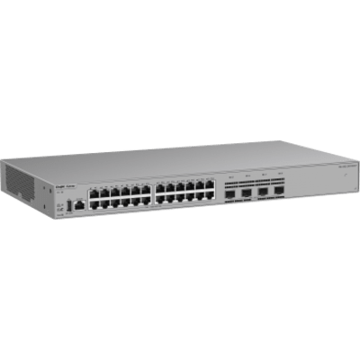 Switch Gigabit PoE+ Gestionable / 24 Puertos 10/100/1000BASE-T PoE+ / 4 Puertos SFP+ 1GE/2.5GE/10GE / Capacidad 128 Gbps / Tasa de Reenvío 95.232 Mpps / PoE Budget 370 W / Protección Sobretensión 10 kV / VSU / Línea Cybrey