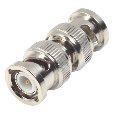 Adaptador tipo Barril para 75 Ohm, de Conector BNC Macho a BNC Macho, Niquel/ Oro/ Teflón.