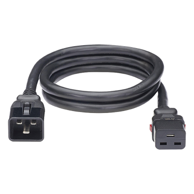 Cable de Alimentación Eléctrica Con Bloqueo de Seguridad, de IEC C20 a IEC C19, 60 cm de Largo, Color Negro, Paquete de 10 Piezas