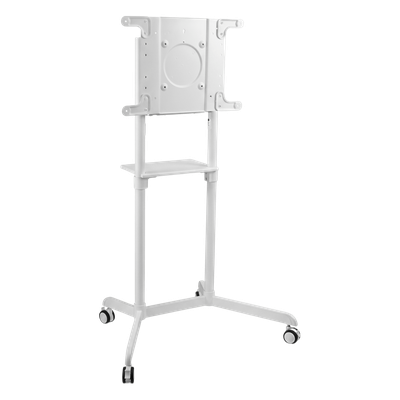 Soporte Móvil Rotativo para Pantalla 37"-70" / Rotación 0° a 90° / VESA 200x200 a 600x400 / Carga 70 kg / Ruedas con Bloqueo / Color Blanco