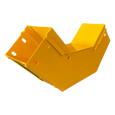 CHFIBER Curva Vertical Interior de 90° de Aluminio para Fibra Óptica, 4" de Peralte, 4" de Ancho y Radio de 8", con Pintura Epóxica Amarilla, Incluye Tapa, un Par de Coples y Tornillería