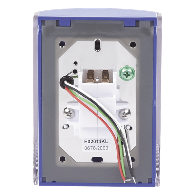 Botón Multipropósito, Color Azul, De Superficie, Con Tapa De Policarbonato, Con Bocina Pre Alarma, Solo Interior, Llave Para Restablecer, Texto De Emergencia, Español - Imagen 5